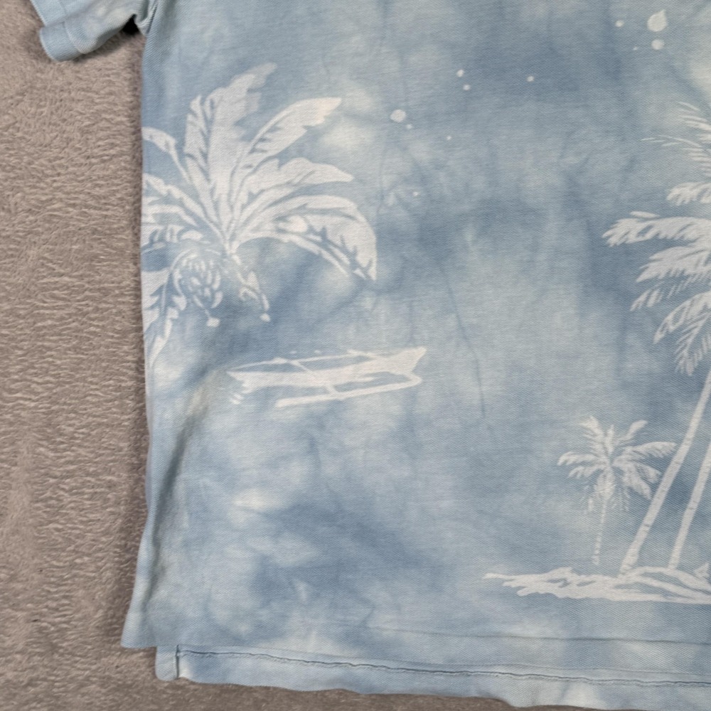 Polo Ralph Lauren Polo Shirt Mens M Blue Palm Tree Tie Dye Custom Slim‎ Hawaiian - Picture 4 of 11